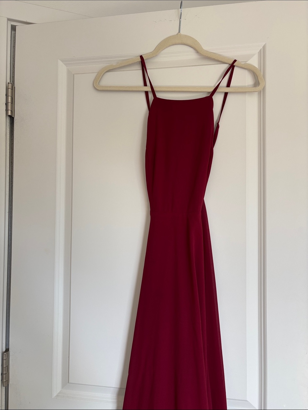 Lulu's Deep Burgundy Strapless Maxi Dress with Spaghetti Straps
